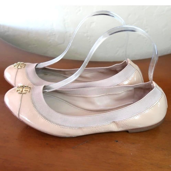 Tory Burch Jolie Ballet Flats Patent Leather Cap Toe Light Oak Womens US 8M - Picture 1 of 8